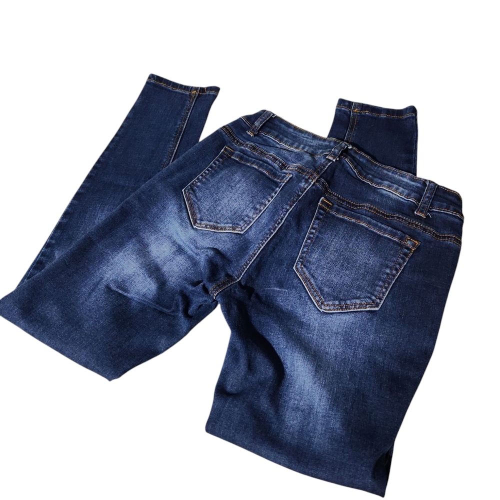 Bus Stop Blue Slim Jeans with Faded Whiskering